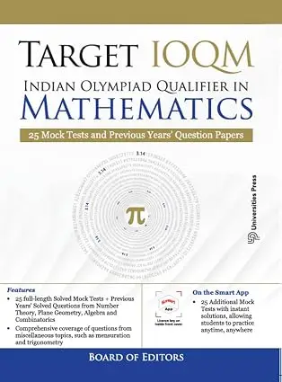Target IOQM: Indian Olympiad Qualifier in Mathematics (universities press) – 25 Mock Tests and Previous Years' Question Papers thumbnail 1
